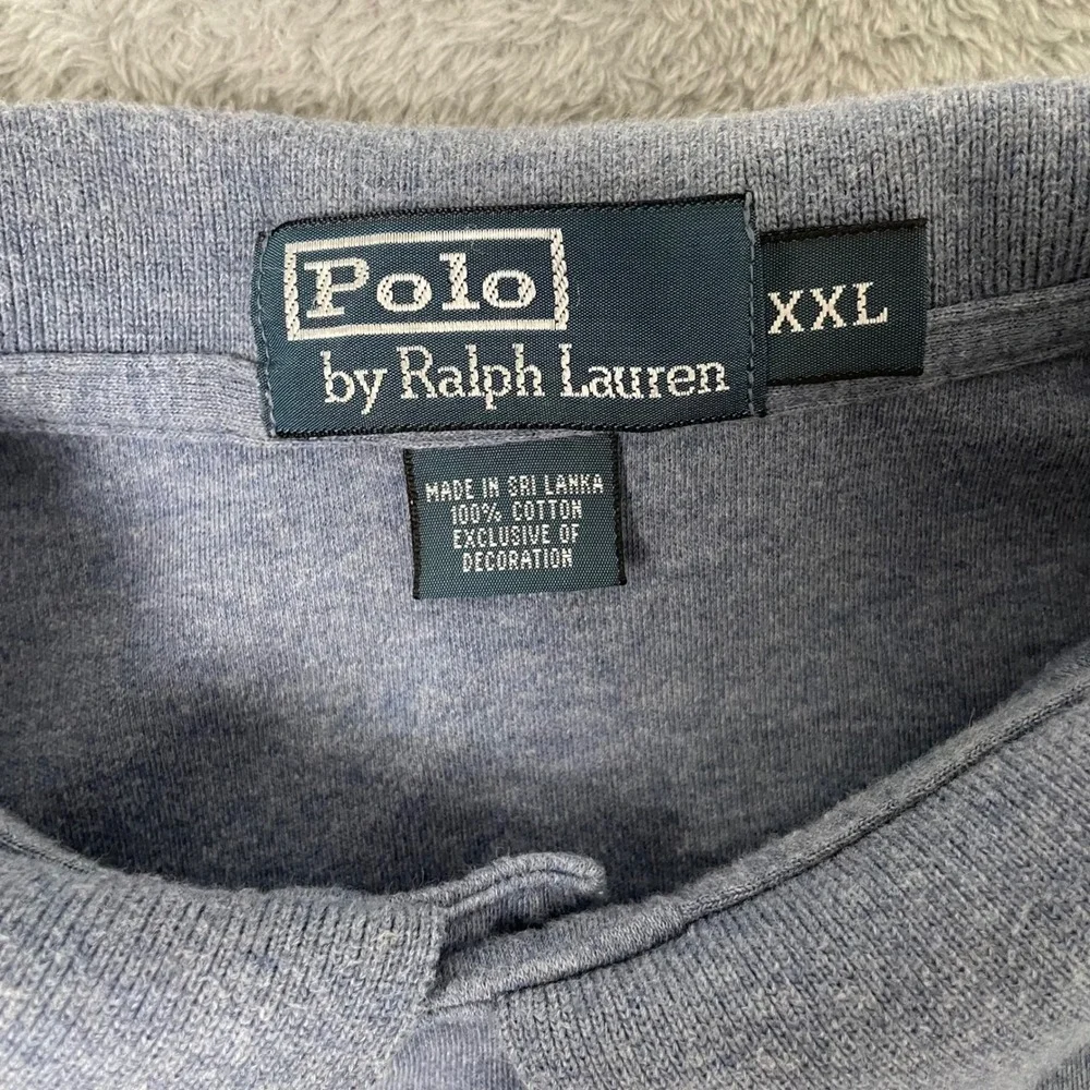 Polo Ralph Lauren Polo Shirt Mens XXL Long Sleeve Heather Blue Pony Logo Preppy